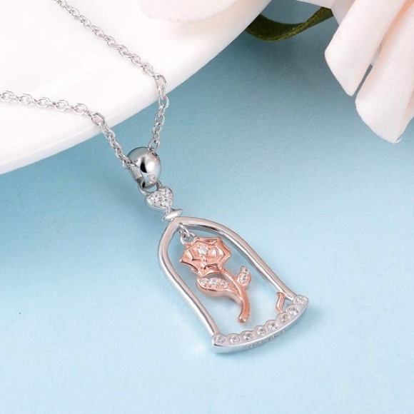 Beauty and the Beast Enchanted Rose Necklace - Picture 4 of 13